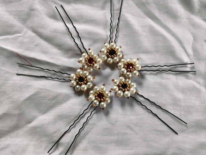Pearl &amp; Gem Hair Pins (Set of 6)