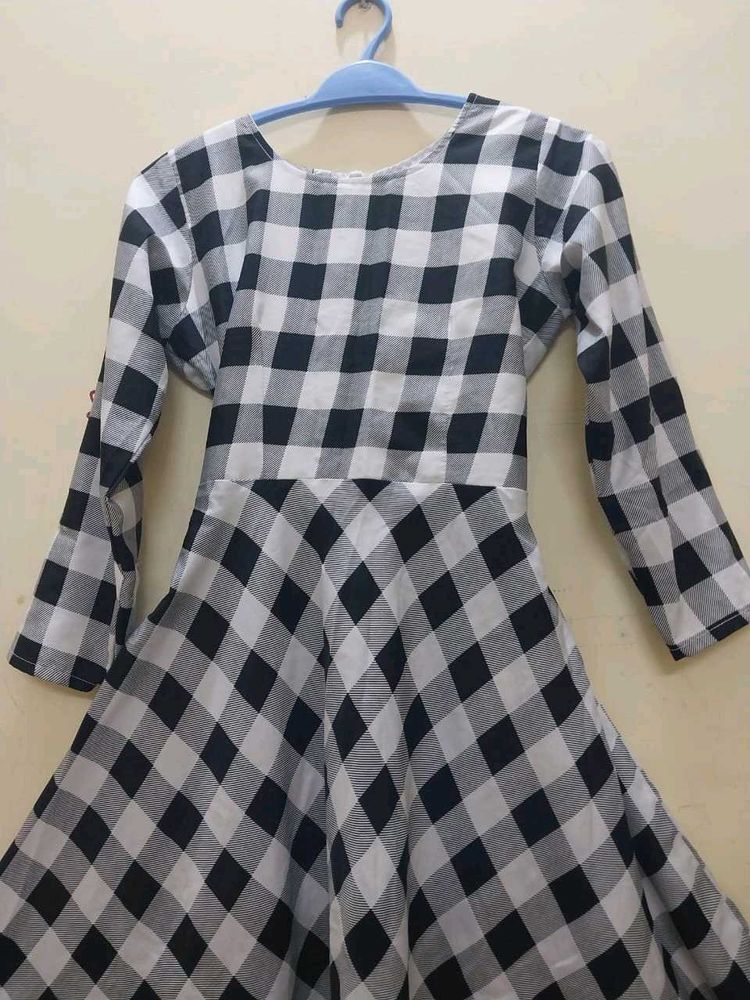 White &amp; Black Check Dress
