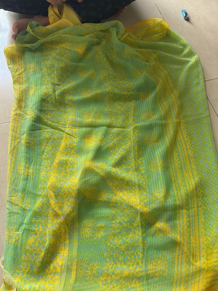 Green &amp; Yellow Sari