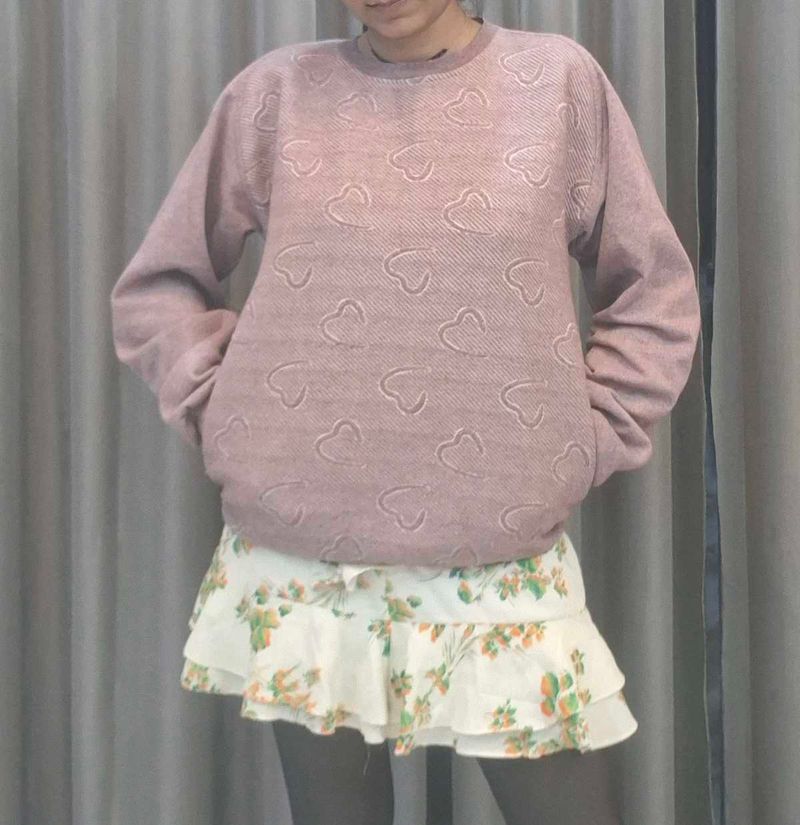 Heart Pattern Knit Sweater