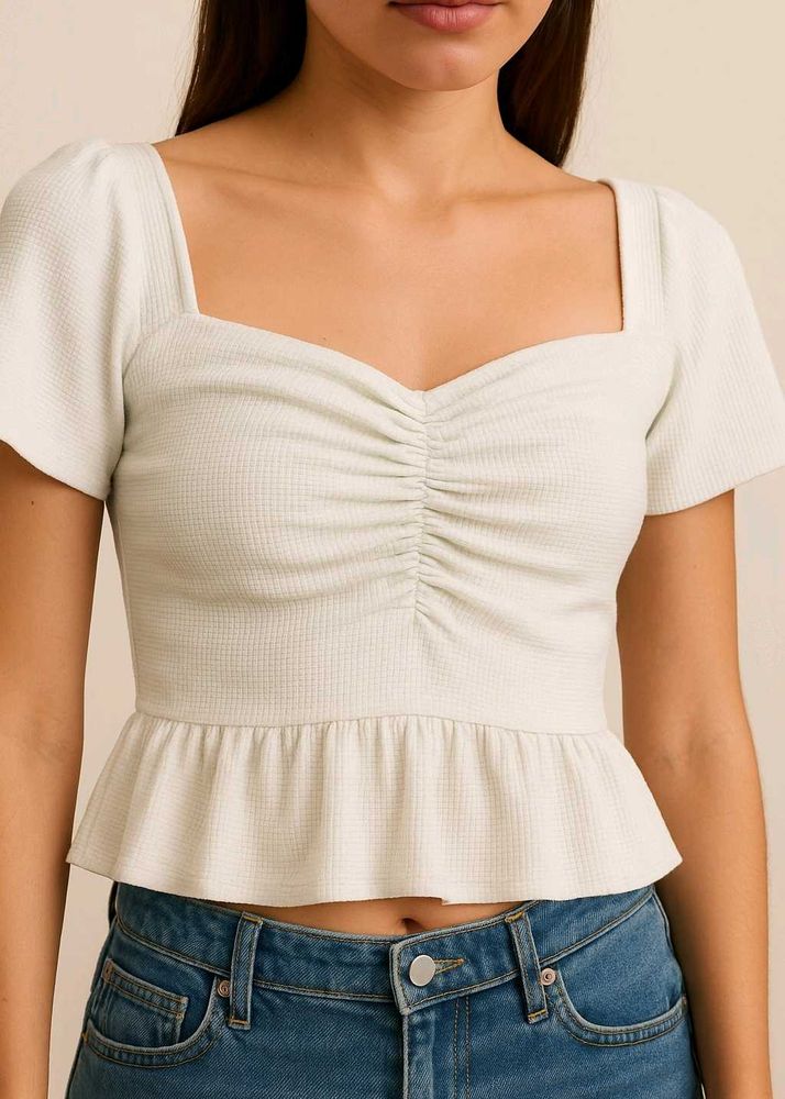 White Peplum Top