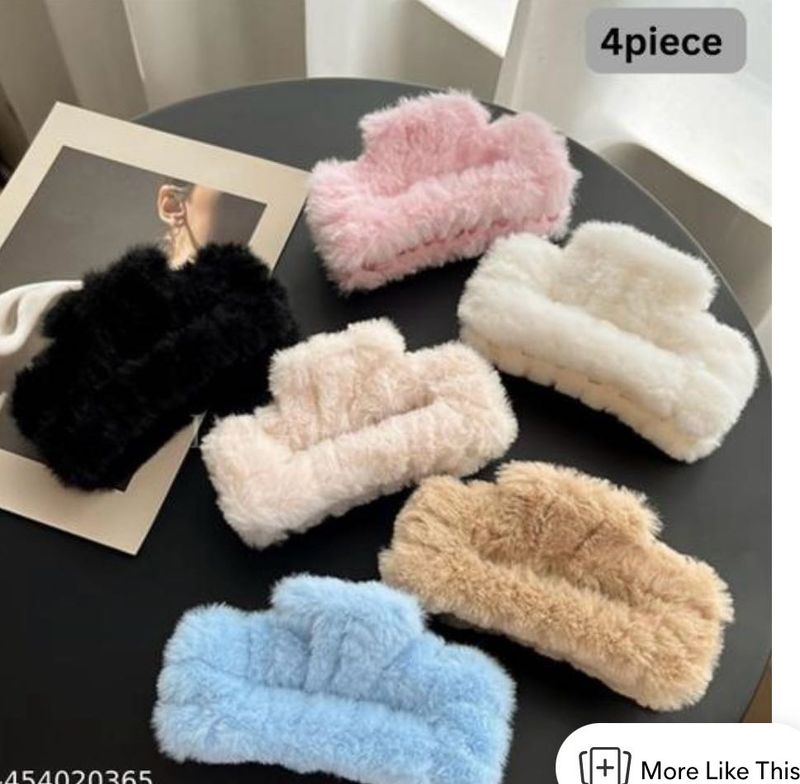 Fluffy Claw Hair Clips - 4pc Set any colour