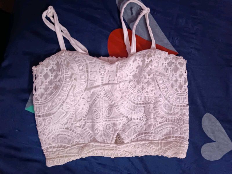 White Lace Crop Top