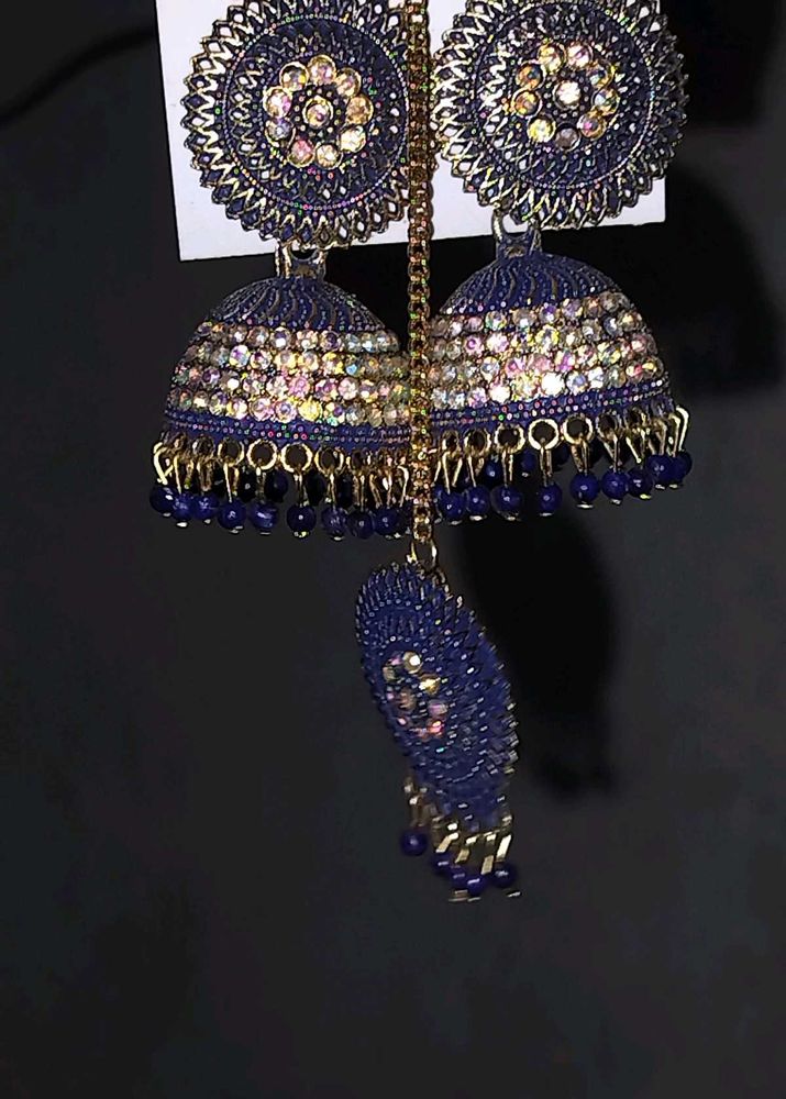 Elegant Blue Jhumka Earrings