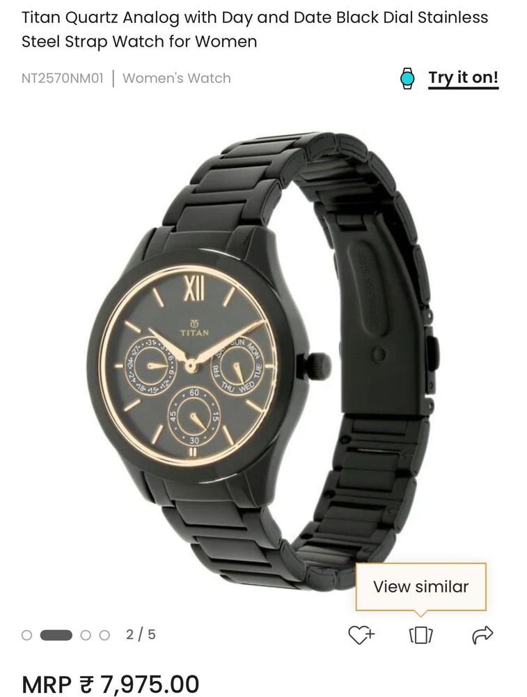 Titan Quartz Analog with Day and Date Black Dial