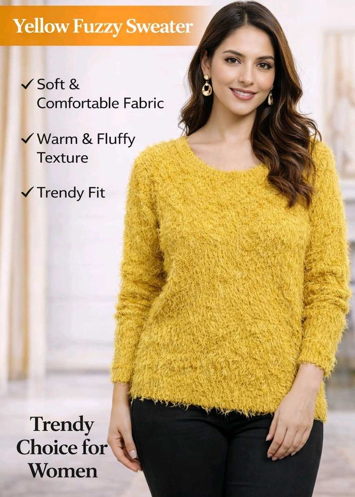 Yellow Fuzzy Trendy Sweater