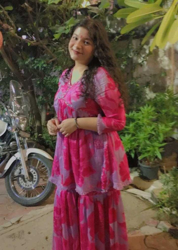 Beautiful Lavender And Pink Short Anarkali Sharara
