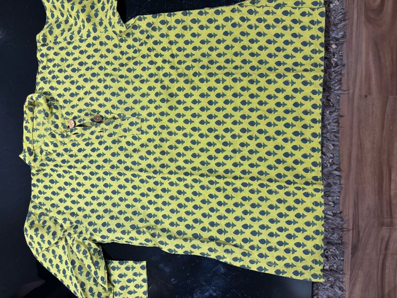 Boys Block Print Cotton Kurta