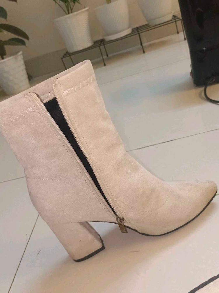 Beige Suede Ankle Boots