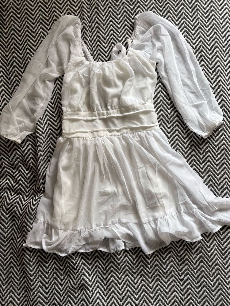 White Flowy Mini Dress