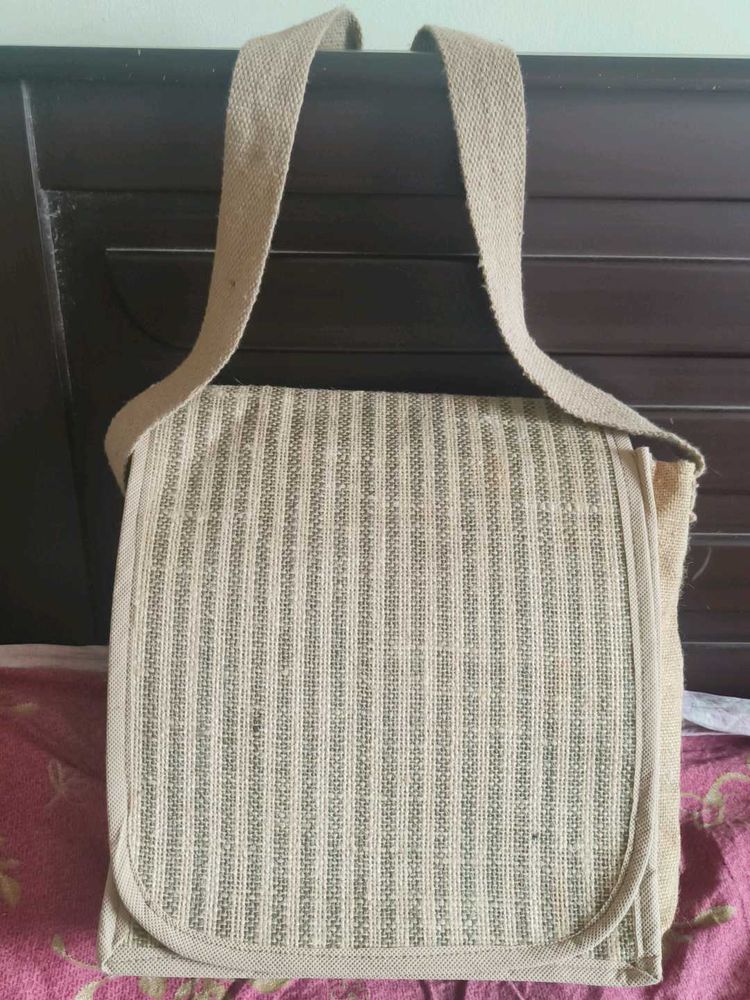 Big Spacious Jute Shoulder Bag