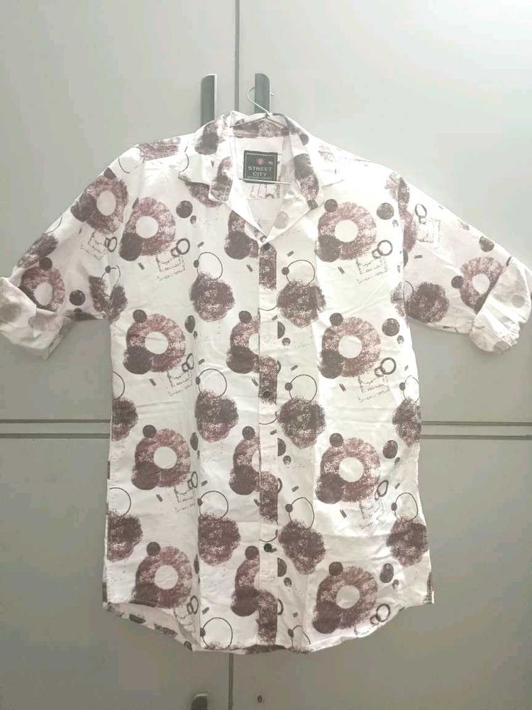 Abstract Print Button-Down Shirt