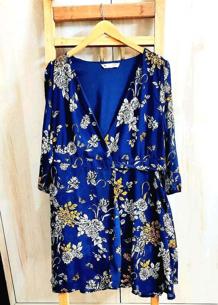 Blue Printed Dress Bust Size-28-30