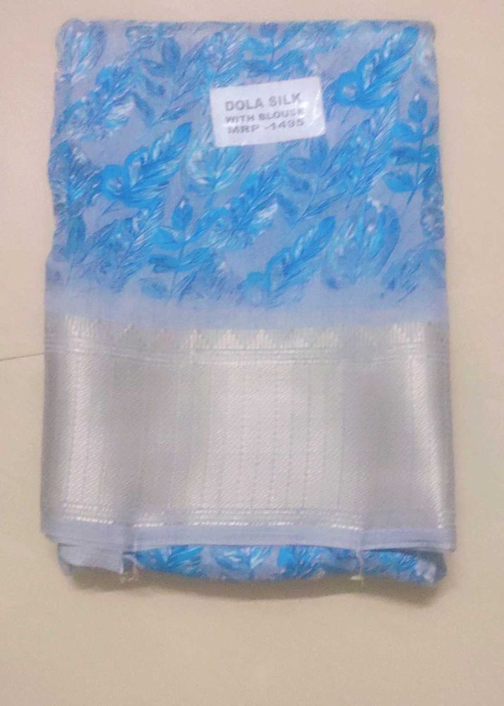 Blue Dola Silk Saree with Blouse