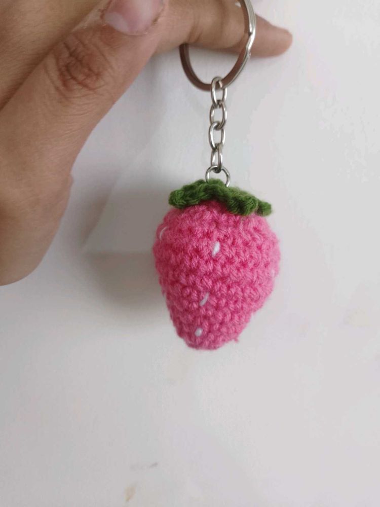 Crocheted strawberry Keychain 🍓