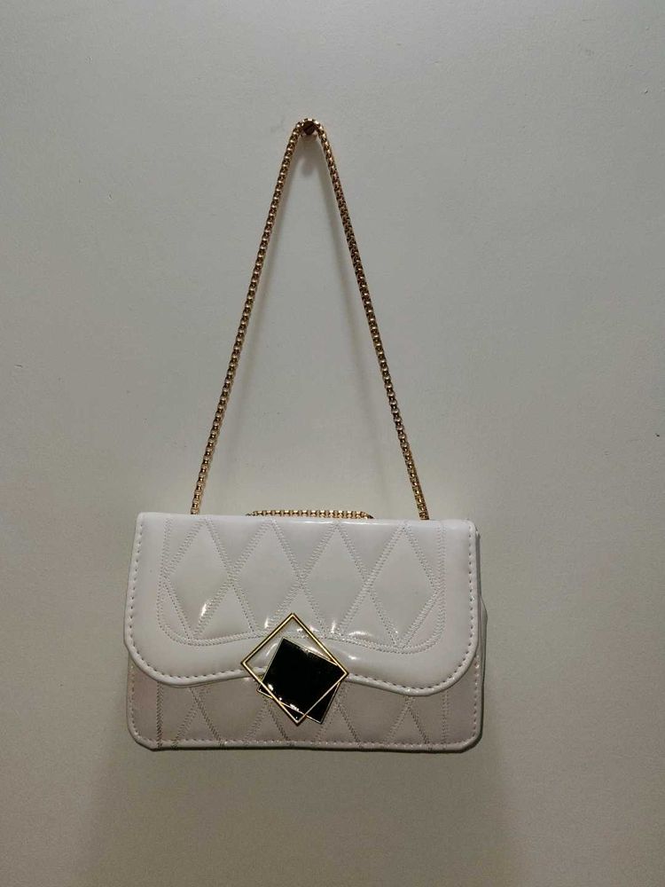 White Quilted Chain Bag