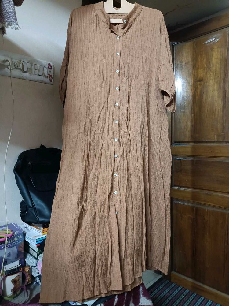 Brown Maxi Shirt Dress