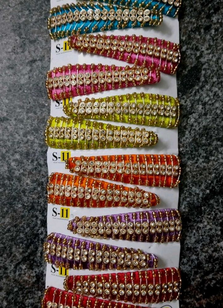 Hand Made Silk Thread Tic Tac ClipHair Accessories