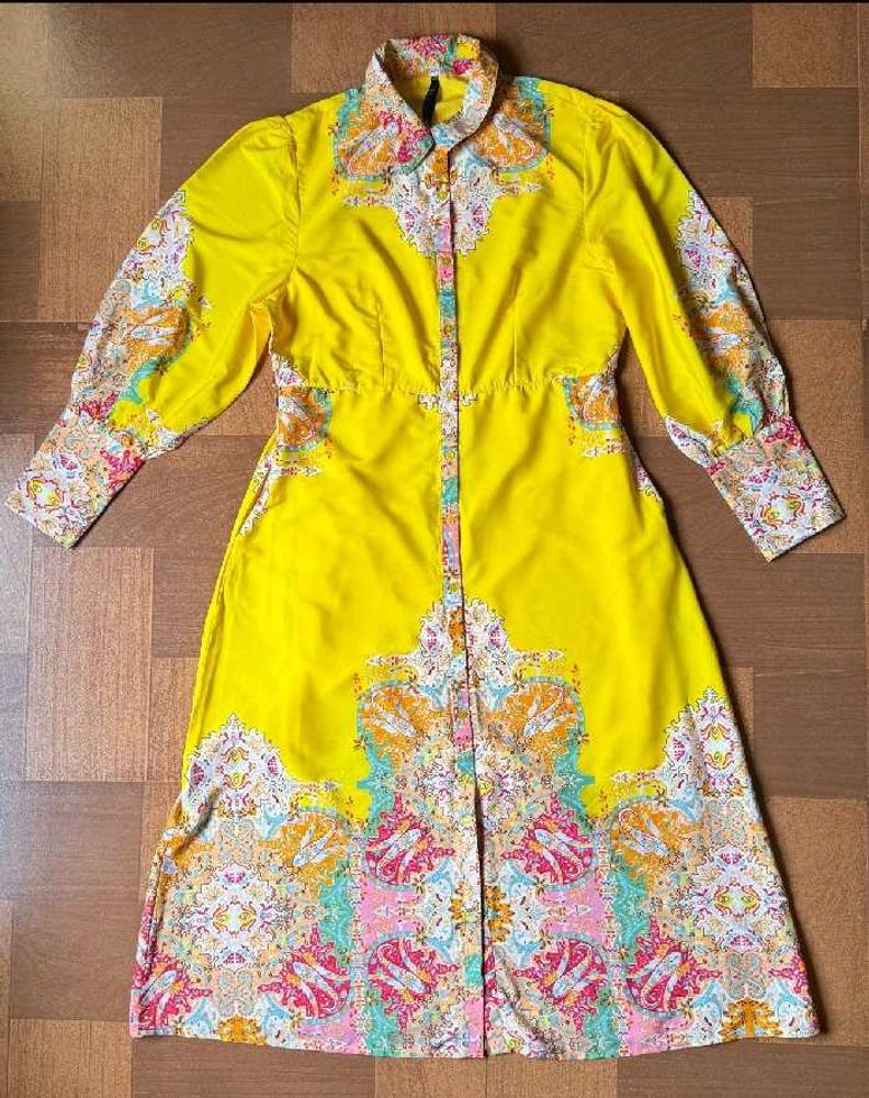 Yellow Printed Shirt Dress