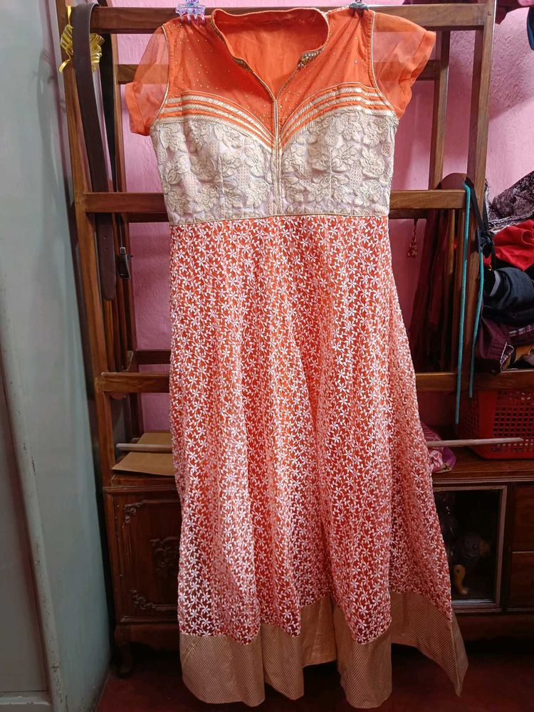Coral &amp; Cream Embroidered Dress