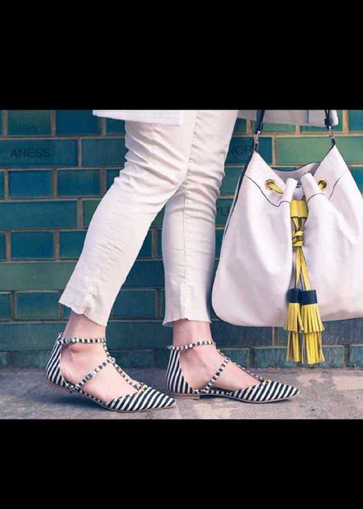 Boden Striped Studded Pointed Shoe