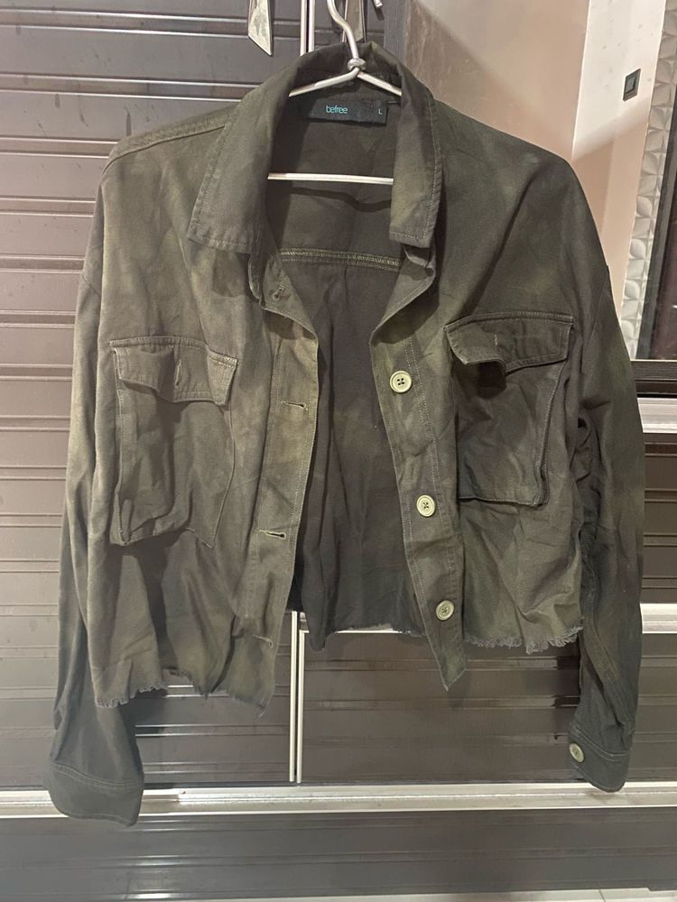 Olive Green Cropped Jacket