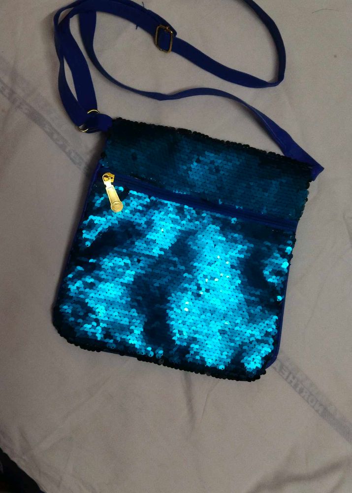 Blue Sequin Crossbody Bag