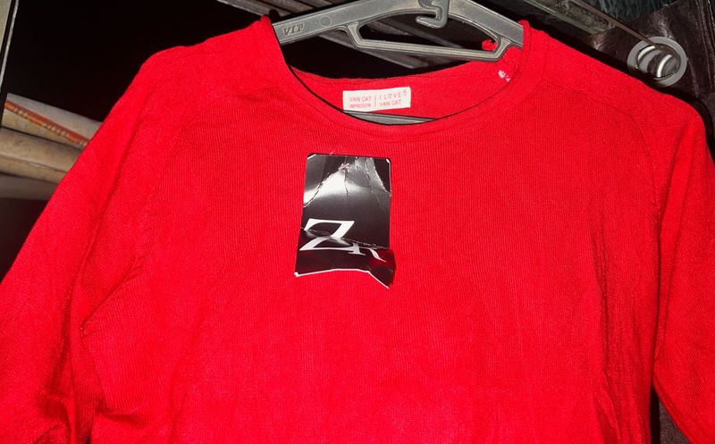 Red Knit Wear Top