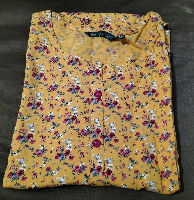 Yellow Printed Kurta