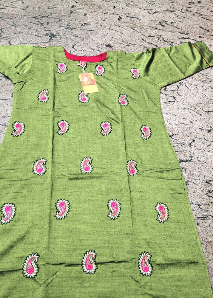 Green Embroidered Kurti