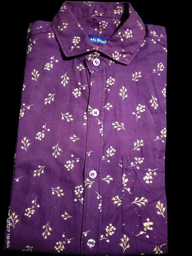 Purple Floral Print Shirt