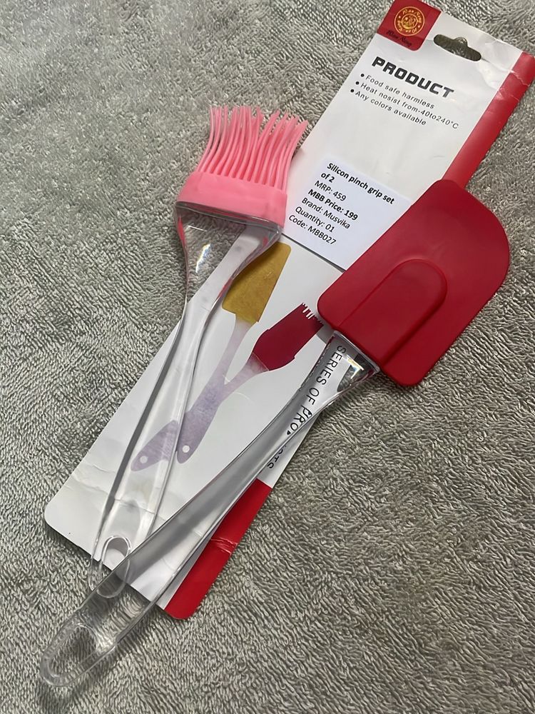 Silicone Non-Sticky Spatula and Oil Brush Reusable