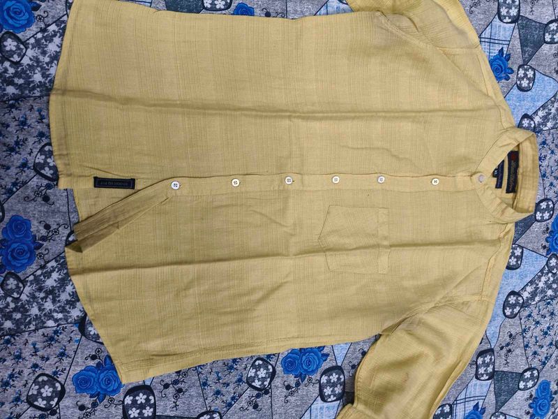 Louis Philippe Yellow Full Sleeves Shirt In Xl