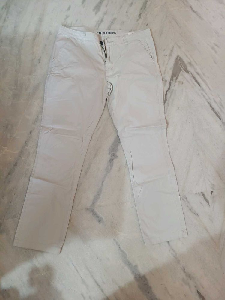 Men Off White Casual Pants Chino