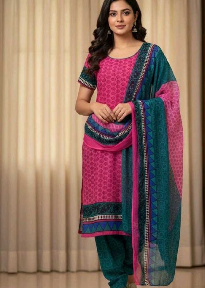 Pink &amp; Green Printed Kurta Set