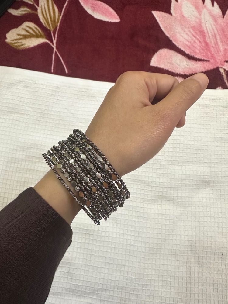 Silver Tone Bangle Bracelet Set