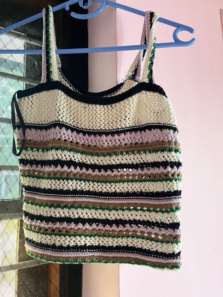 A Multicoloured Korean Style Crop Top
