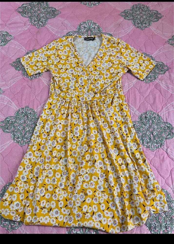 Printed Mustard Dress