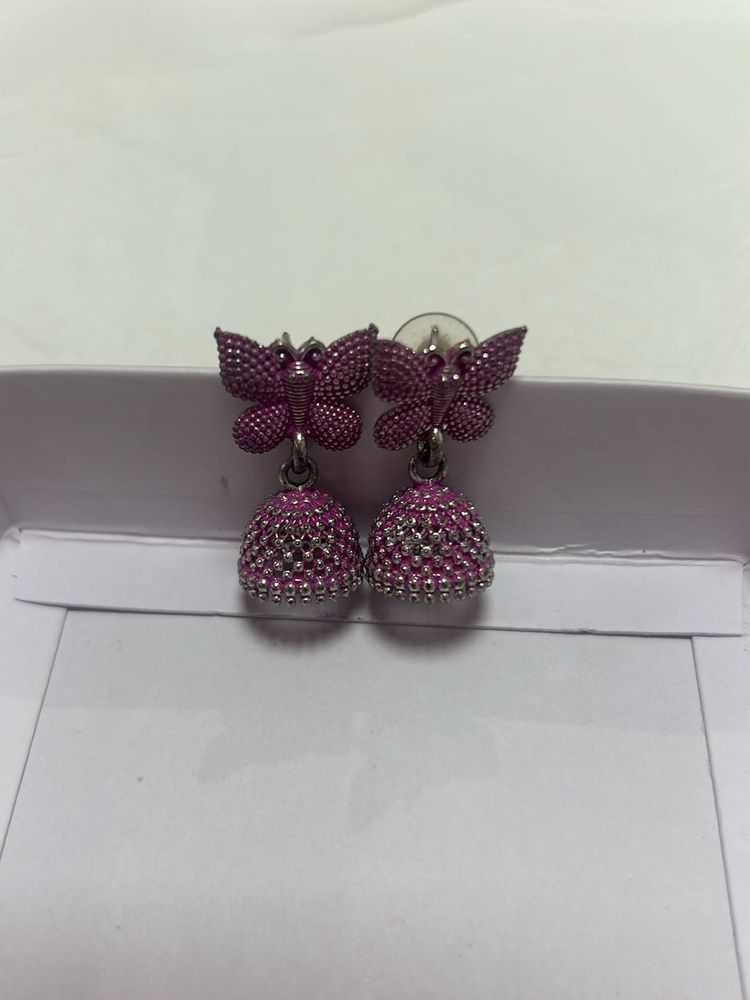 Pink Jhumka Earrings