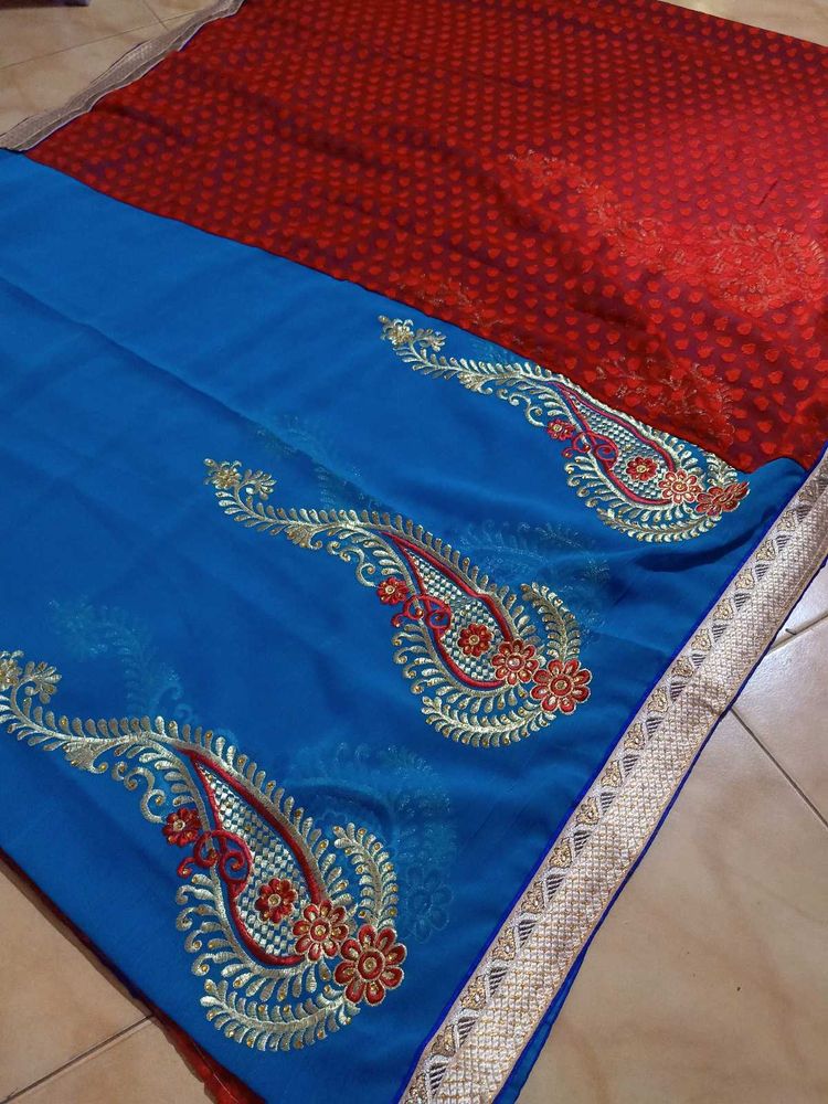 Peacock With Red Colour Designer Saree 🥻🦋
