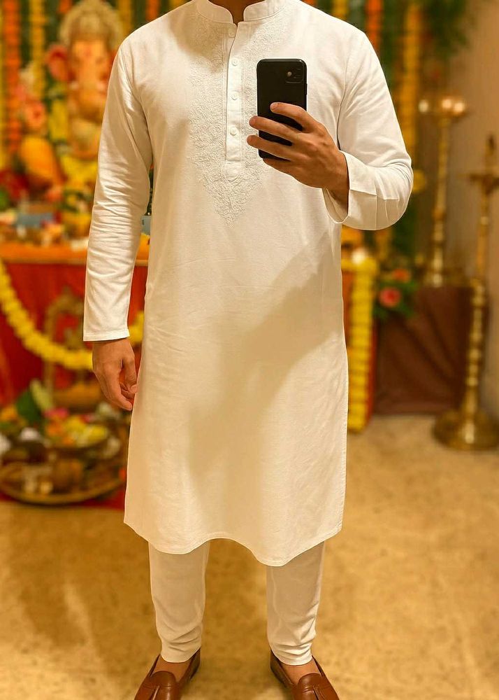 White Embroidered Kurta