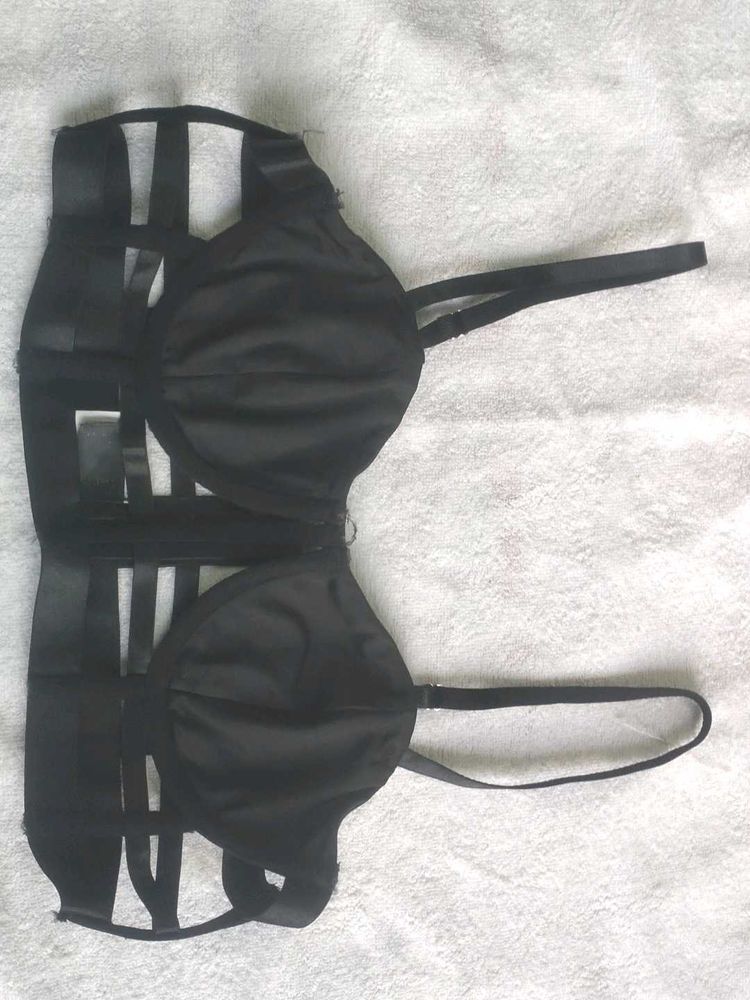 Strappy Cage Black Bra