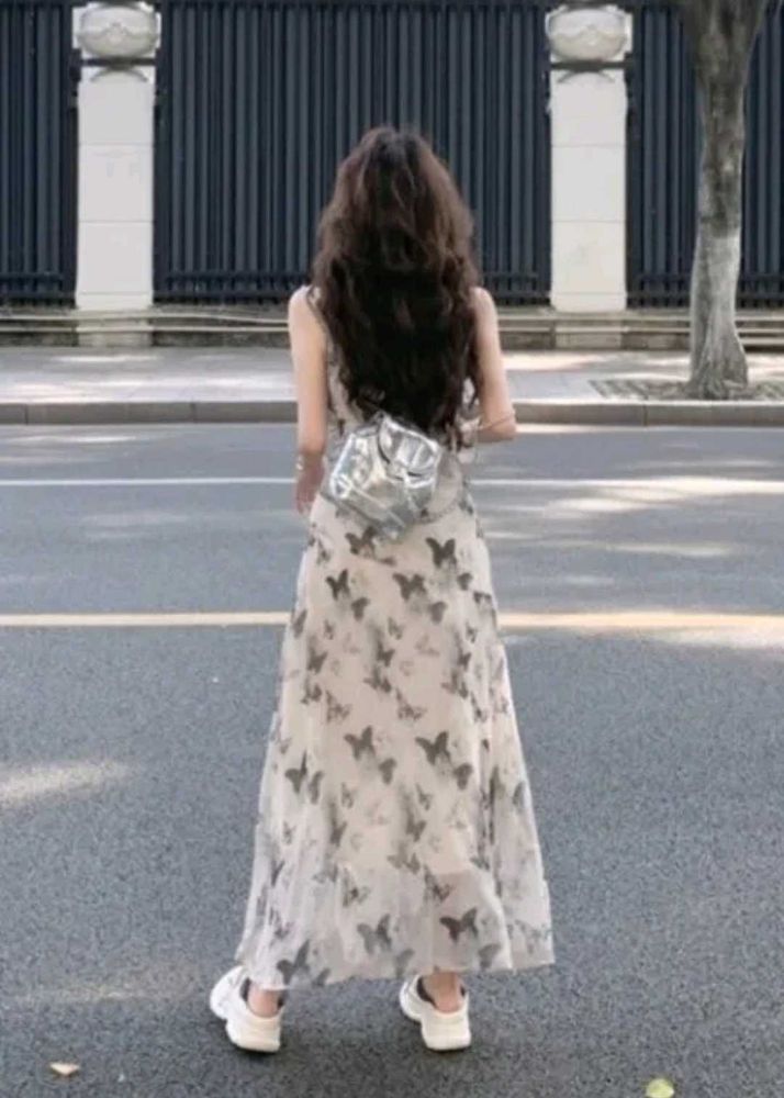 Butterfly Print Maxi Dress