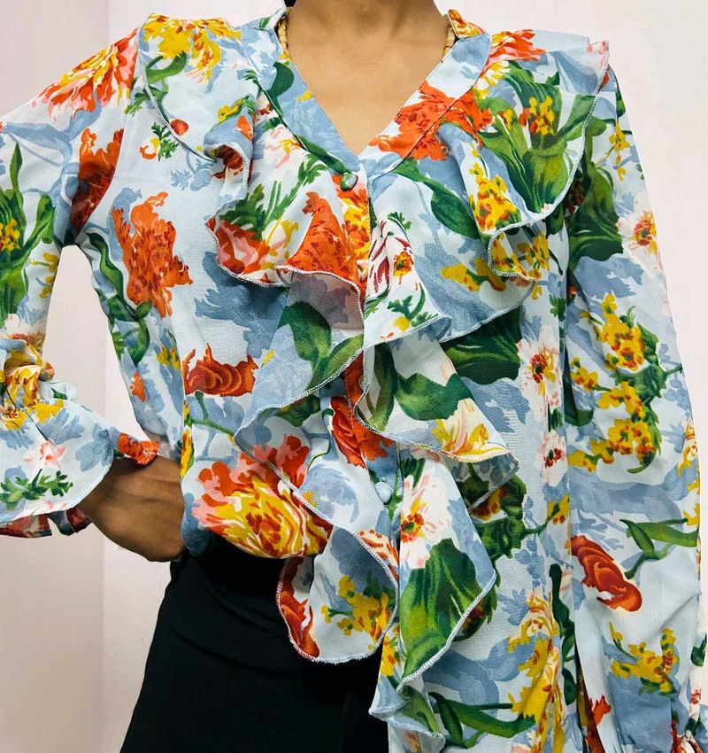 Casual Flower Print Top Berry Lush