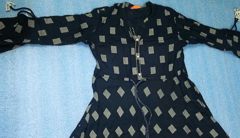 Navy Printed Casual Dress