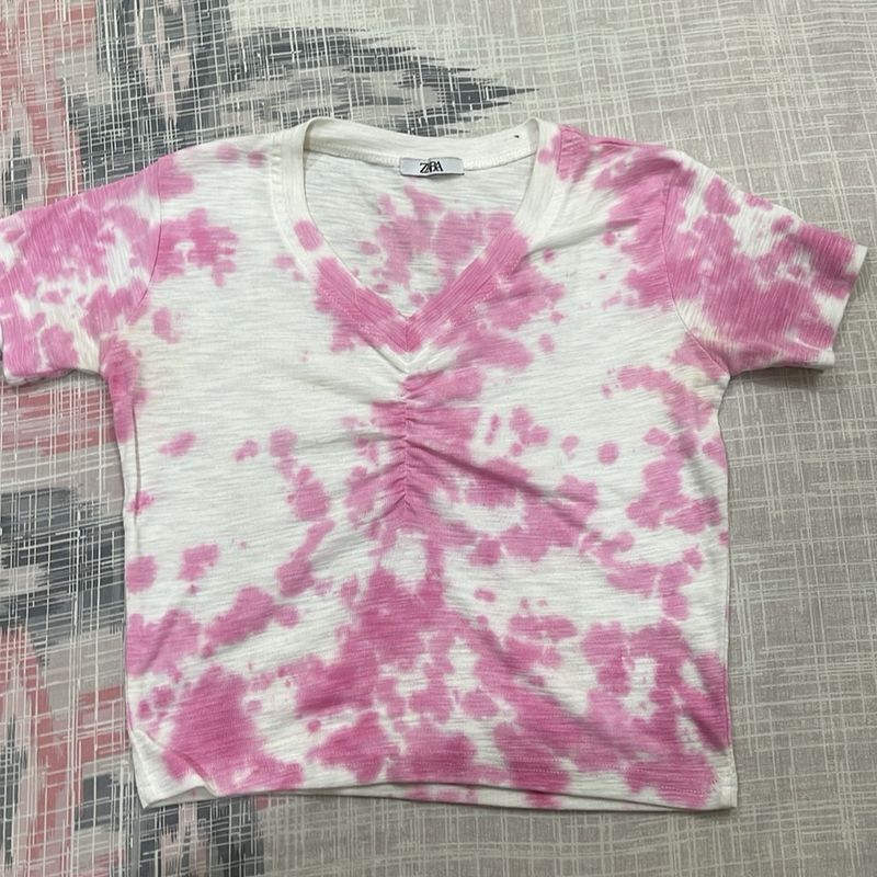 Zara Pink And White Top