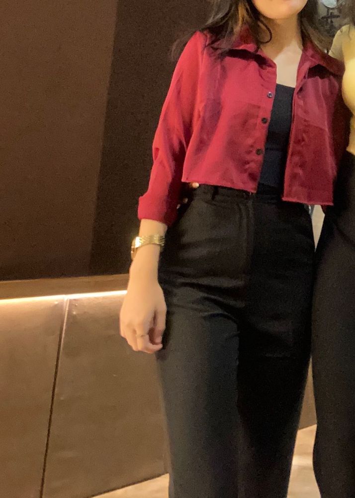 Red Crop Top Shirt
