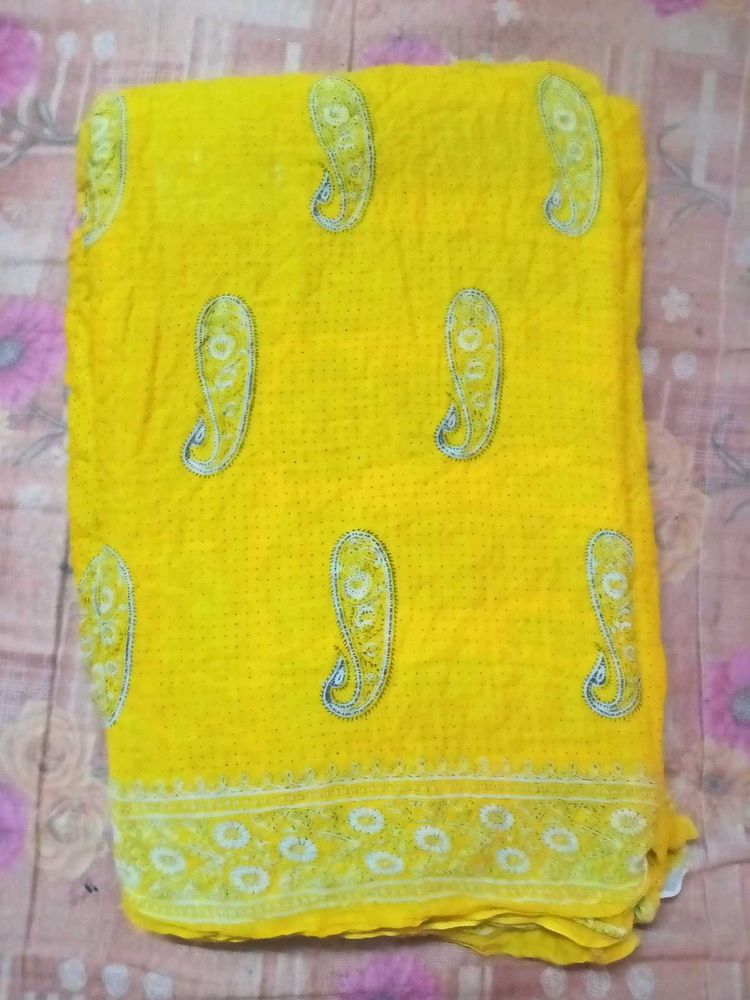 Yellow Bandhani Saree