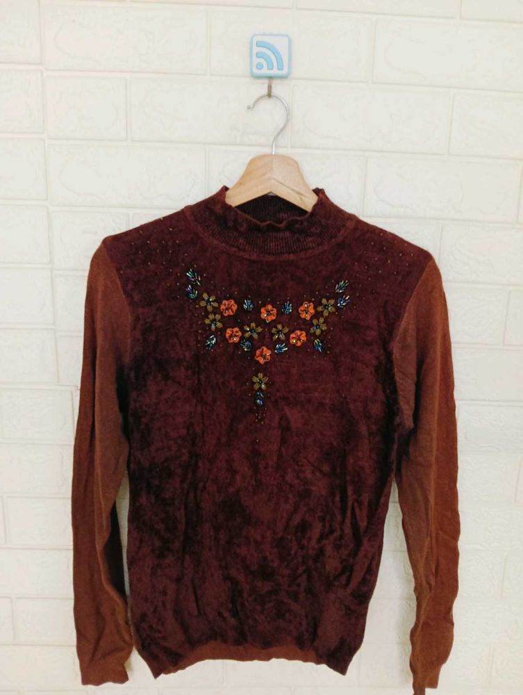 Embroidered Knit Sweater