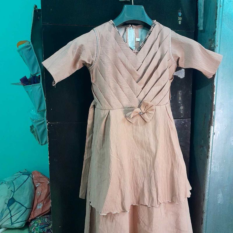 Peach Dress with Pearl Detail